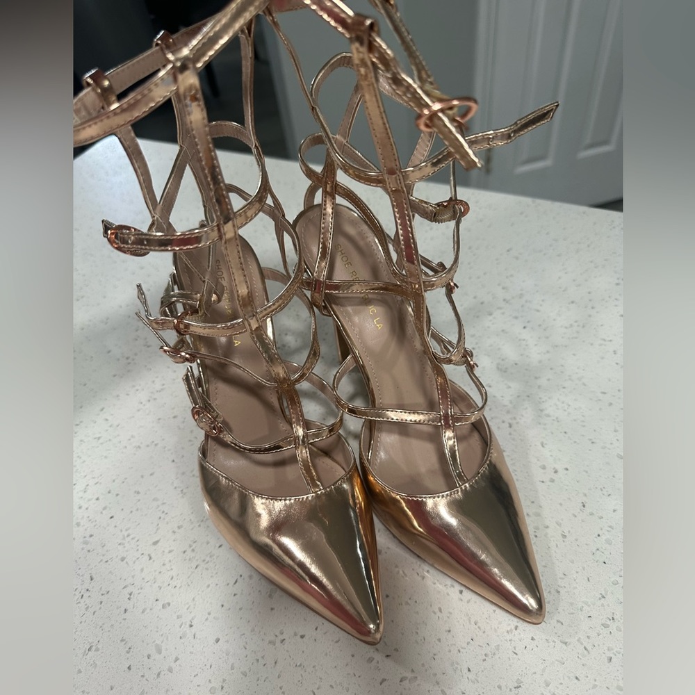 Shoe Republica women high heels rose gold size #10